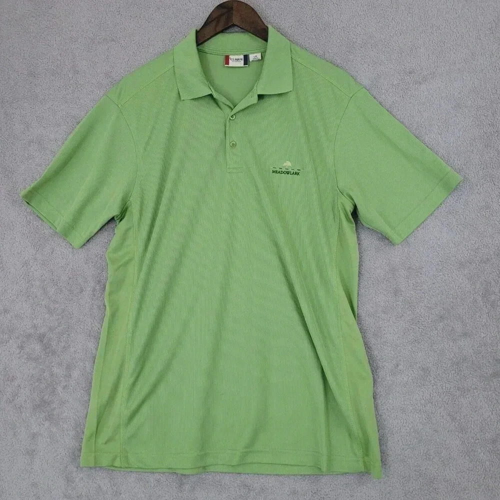 Clique Mens Green Polo Golf Shirt L Large 100% Polyester Short Sleeve  20CT